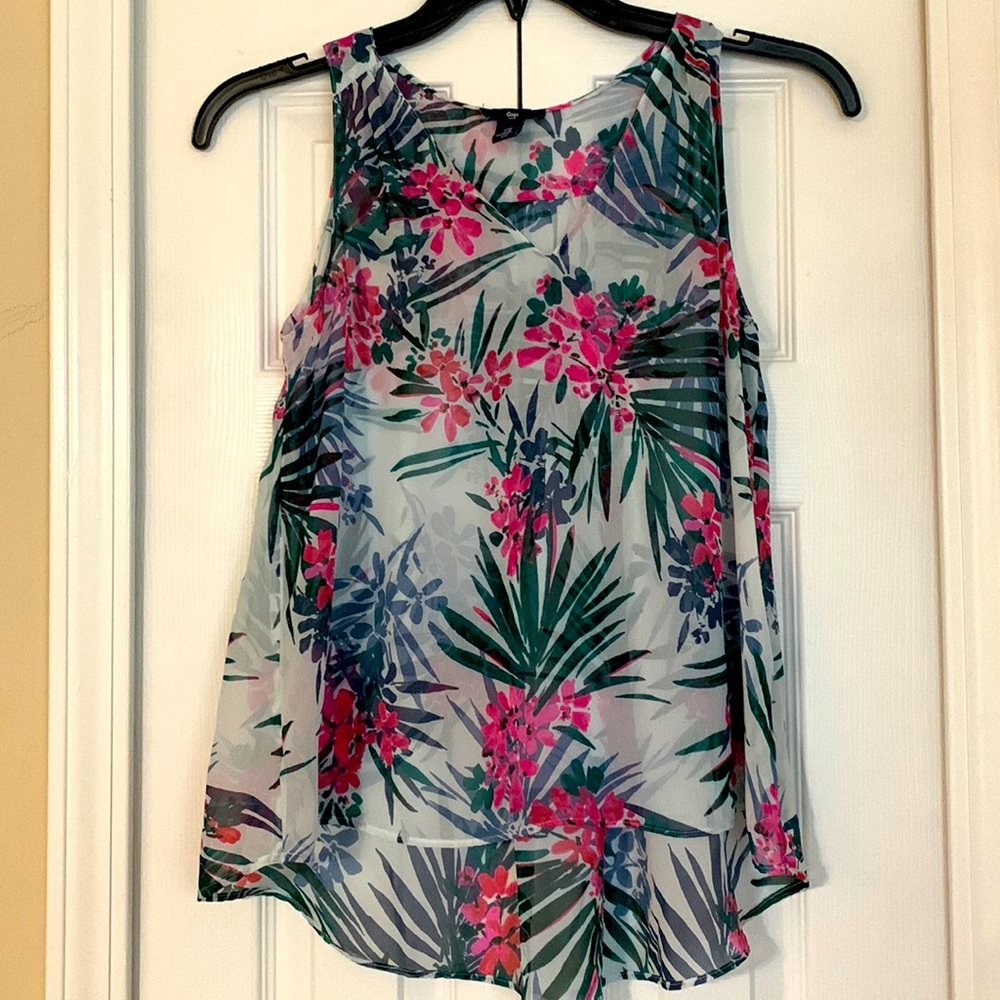 Gap v neck sleeveless floral hi-lo top - XS
